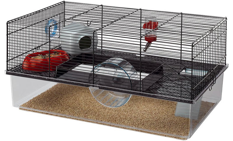 Aquarium style outlet hamster cage